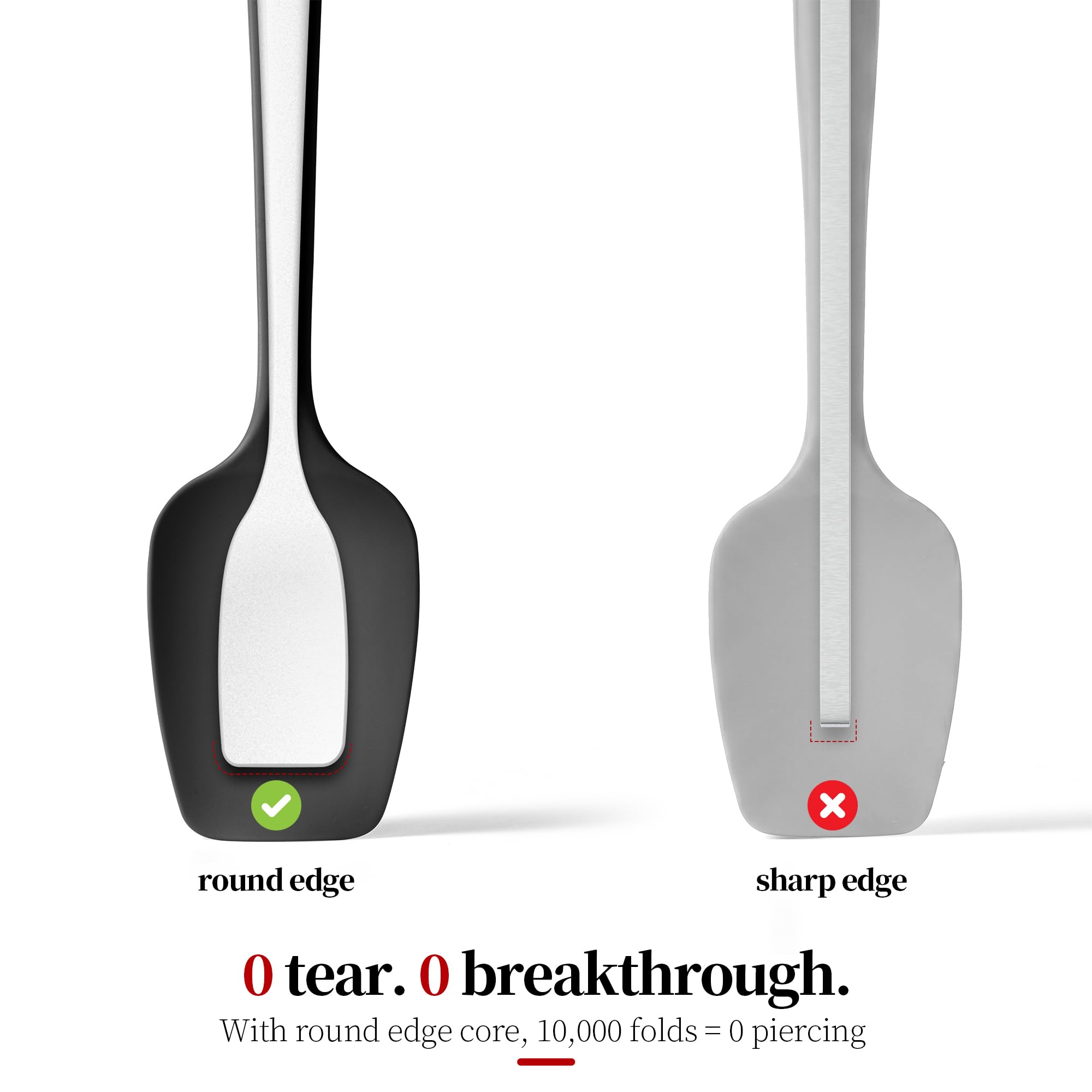 Lilybeam 600ºF Heat Resistant Silicone Spoon Spatula Set of 3, Black
