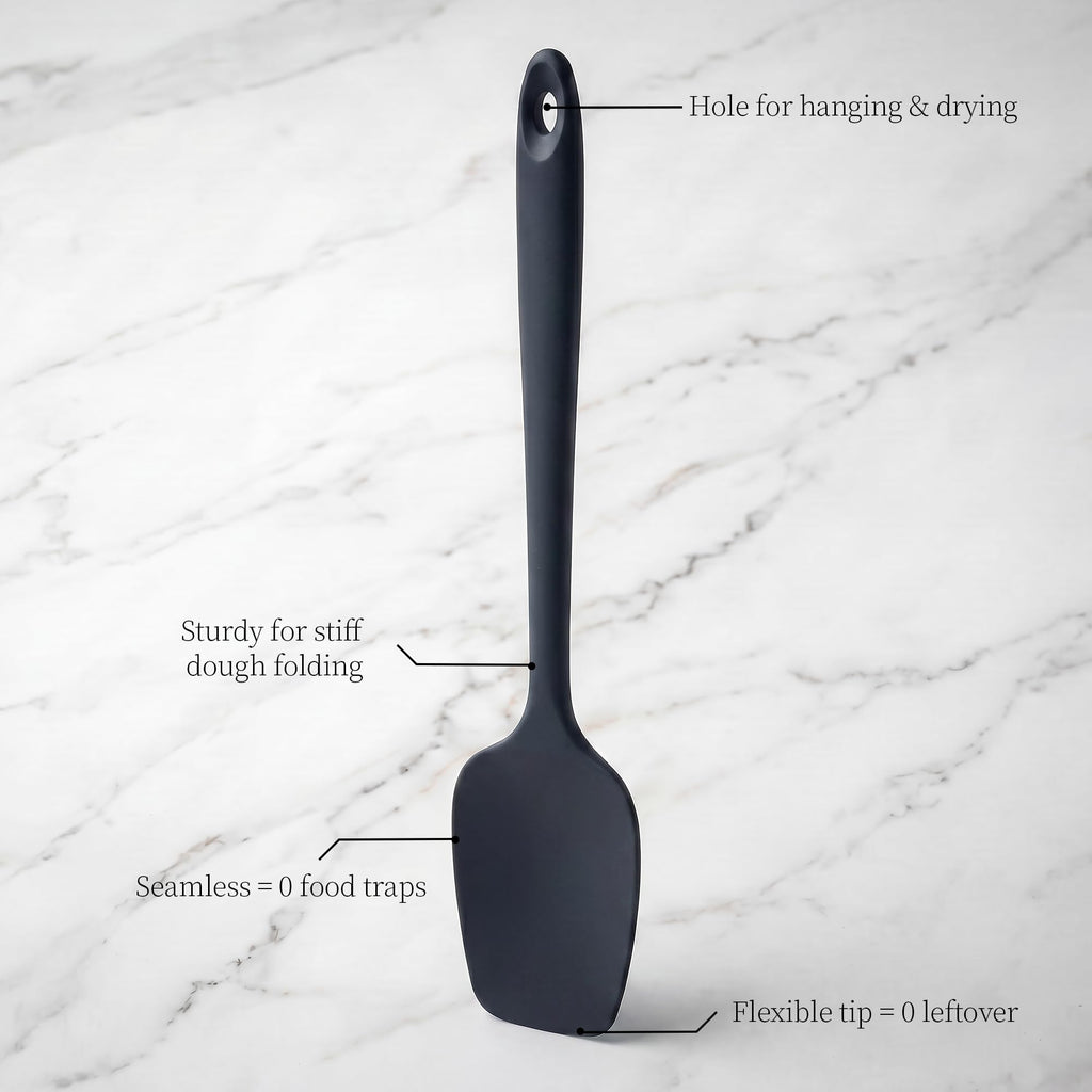 Lilybeam 600ºF Heat Resistant Silicone Spoon Spatula Set of 3, Black