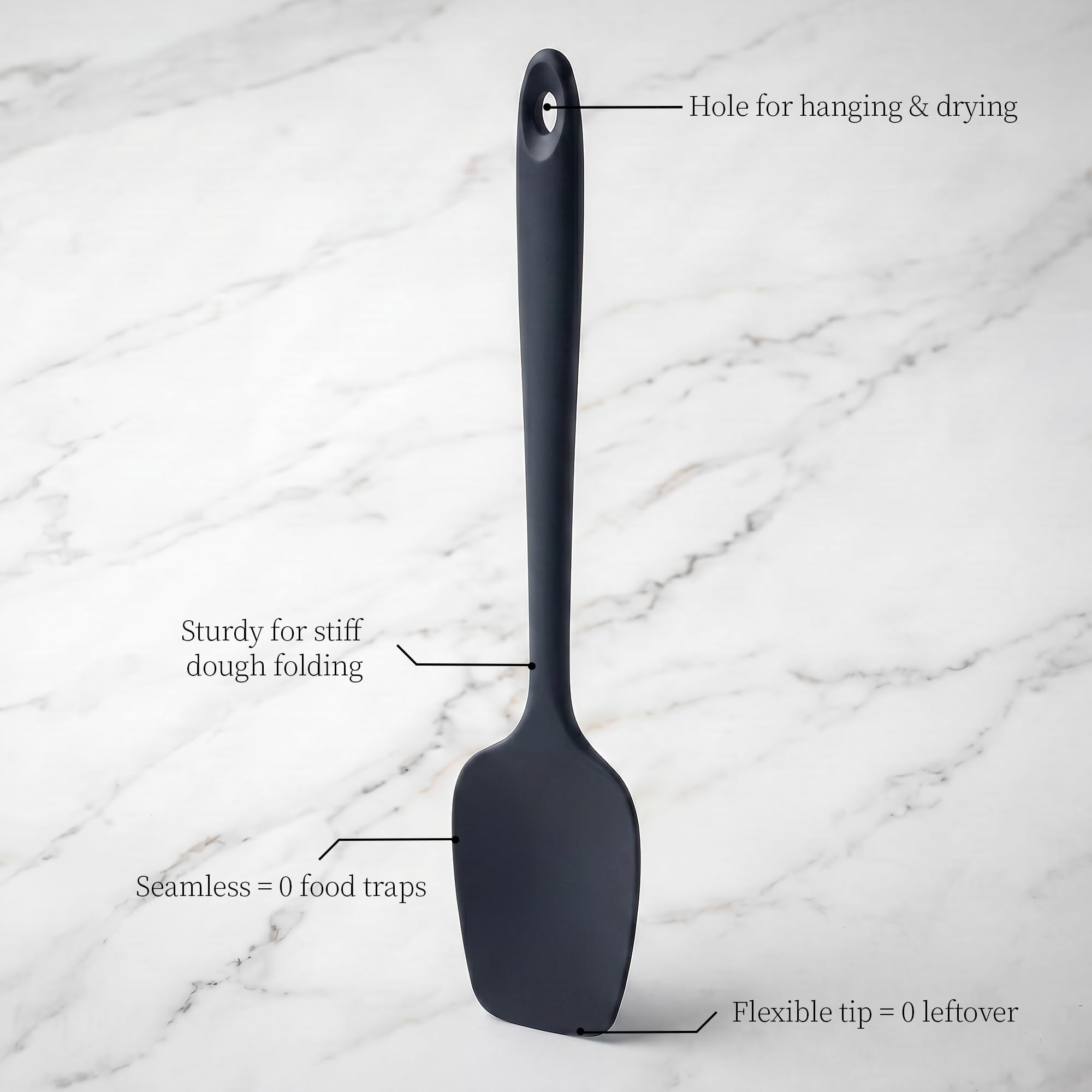 Lilybeam 600ºF Heat Resistant Silicone Spoon Spatula Set of 3, Black